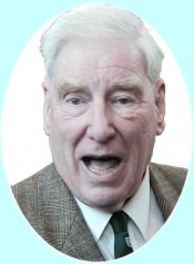 Portrait of Harry Mees used as stage backdrop to 'TIYL' - Click to view planned Script